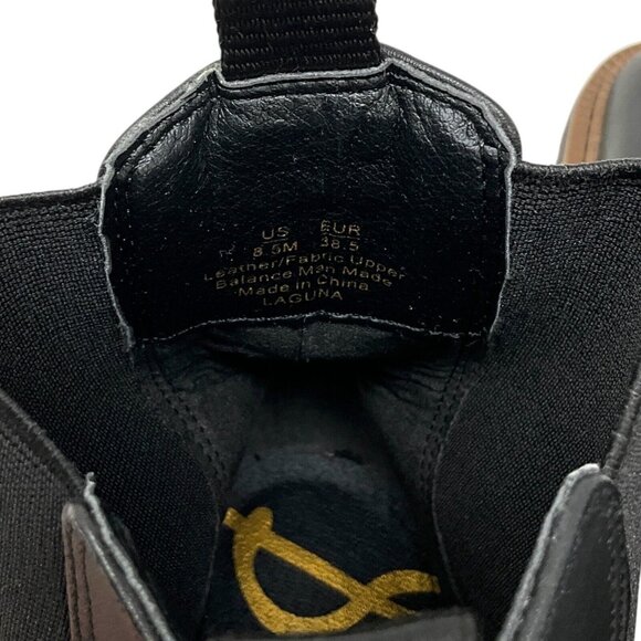 NWT Sam Edelman Laguna Chelsea Boots Black Size 8.5 Leather Brown Trim Combat - Picture 12 of 14